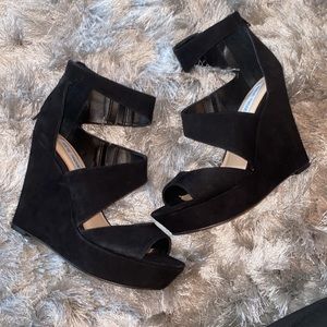 Steve Madden Black suede platforms